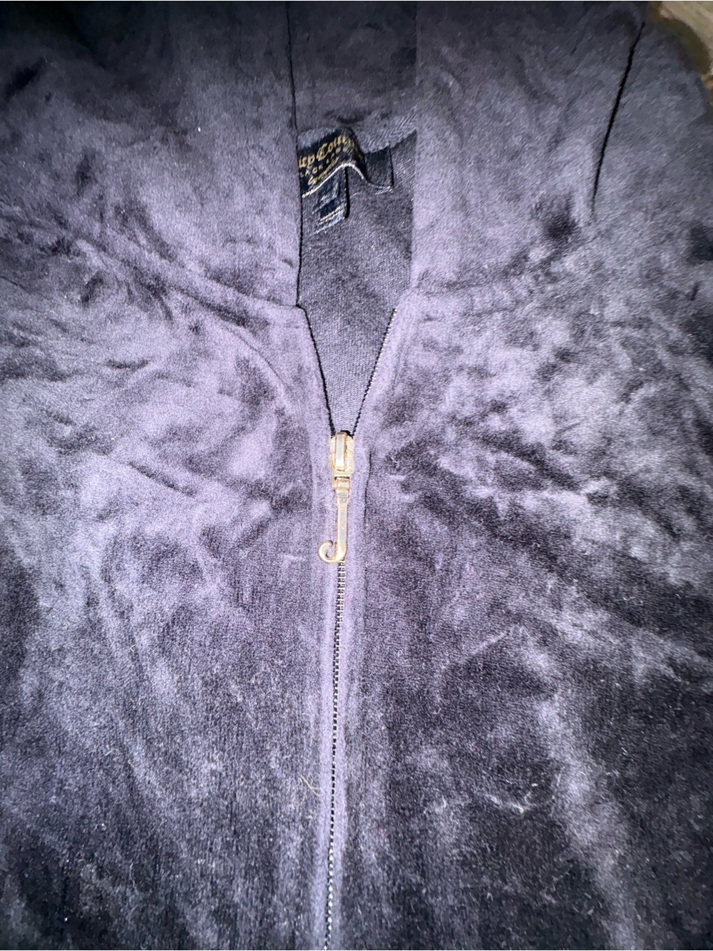 Juicy Couture AUTHENTIC VINTAGE Black Logo Velour Zip Up Hoodie Size M - Picture 2 of 8